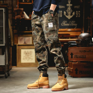 กางเกงทำงานลายพรางสไตล์อเมริกันย้อนยุค กางเกงขายาวทรงหลวมสำหรับผู้ชาย กางเกงขายาวลำลองฤดูใบไม้ผลิและฤดูใบไม้ร่วง กางเกงขายาวทรงหลวมสไตล์ลำลอง