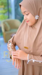 Gamis Anak Set Jilbab Bahan Jersey / Abaya Batwing Anak 3-11 Tahun / Gamis Putih Anak Perempuan