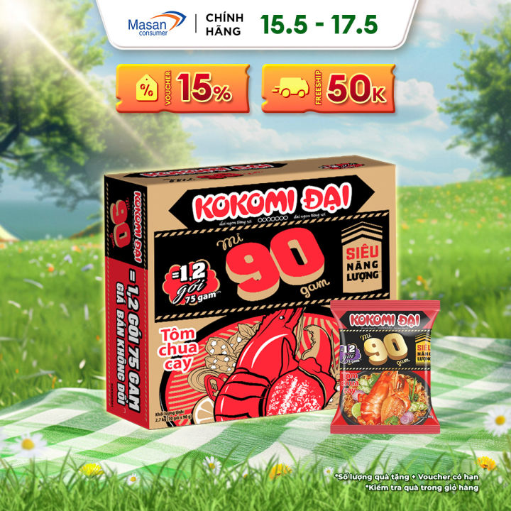 Mì Kokomi Đại 90 Tôm Chua Cay - Thùng 30 Gói x 90g
