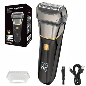 Electric Razor for Men Wet & Dry Foil Shaver with 3-Blade & Edge Shaving Area 7500 RPM High Speed Motor Digital Power Display