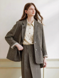 XIANGYING | Minimalist Elegant Casual Womens Wool Blazer Autumn/Winter