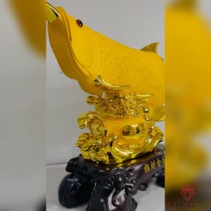 Pajangan Ikan Arwana - Dekorasi Meja Arwana Emas - Kado Mewah Unik P300