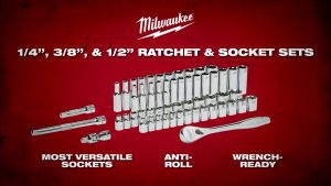 MILWAUKEE 4932-4718-64 ½” Drive Metric 28pcs Ratchet & Socket Set FOUR FLAT Sides Stamped socket size