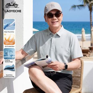 LAOYECHE | Silk Short Sleeve Polo Shirts for Older Men New Casual T-Shirts
