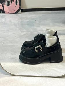 Womens Thick Heel Mary Janes Buckle Shoes round Toe British Style Fashion Single Shoes High Heels Comfortable Spring Autumn