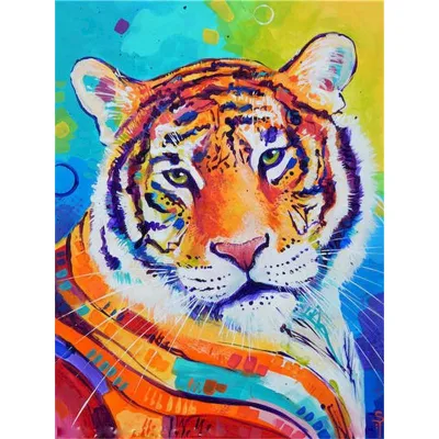 PhotoCustom-DIY Paint By Number on Canvas Painting Kits Colorful Animals Handpainted Gift Wall Art Home Decor Complete Kit