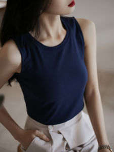 Summer 2025 Womens Loose Camisole Vest Casual Inner Wear Short Sleeve Suit Top Fashionable Base Layer Tank Top Cotton Blend