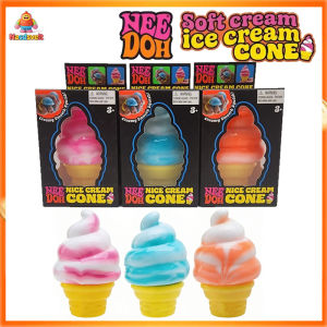 【Needoh Nice Cream Cone】Schylling Sensory Fidget Toy NEEDOH Ice Cream with Glitter filling Stress Reliever Fidget SEN Toy nee doh Squishy Stress Relief Fidget Toy Soft Squeeze Toy Boy Girl Toy for kids