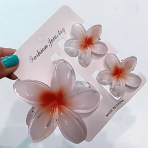 ROOZE Jepitan Rambut 3in1 Cantik Model Bunga Kamboja Hair Clip Jedai Set Bali Flower Hair Claw Aesthetic Fashion Style 13 Warna Plastic 8 & 4 cm Trendy Cute Elegant