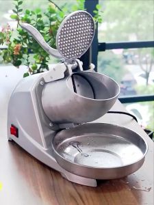 Máy Xay Đá Bào Tuyết Lưỡi Dao Kép Với 2 Nắp Đậy Chống Văng Máy Bào Đá Nhuyễn Mịn Màu Bạc Kèm Khay Đựng Đá Chuyên Dụng