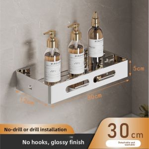 WEIMEIYUAN | Wide Stainless Steel No-Drilling Wall Mounted Bathroom Shelf