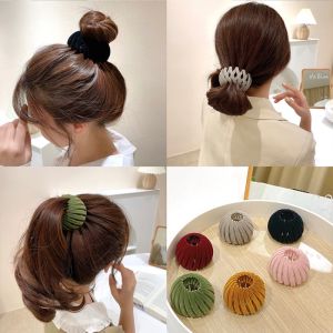 【Free Shipping】Disk Bird Nest Bun Maker Ponytail Buckle Velvet Hair Claw Women Hair Clips Meatball Hairband