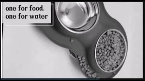 Double Dog Cat Pet Feeder Stainless Steel Food and Water Bowls with No Spill Non-Skid Silicone Mat