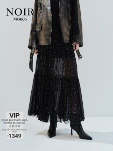 MO&Co. | Chân Váy Đai Cao Chấm Bi Lụa