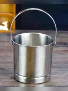Stainless steel thickened ice bucket bar bucket commercial outdoor camping stall snack bucket creative wine bucket