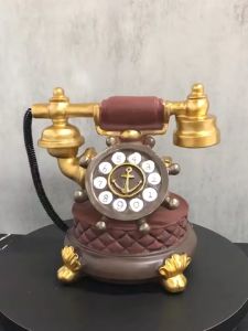 Pajangan Miniatur Telephone Vintage Retro Phone Piggy Bank Home Decor Photo Props