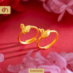 Nhẫn Vàng 916 Hình Thiên Nga Thanh Lịch Nhẫn Có Thể Điều Chỉnh Nhẫn Chống Phai Màu Phong Cách Đáng Yêu Cho Nữ