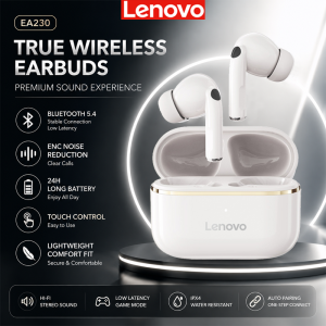 Lenovo | Lenovo EA230 TWS Gaming Earphones Bluetooth 6.0 Earphone 360° Stereo Sound Effects Wireless Headphone Earbuds For Sport Running