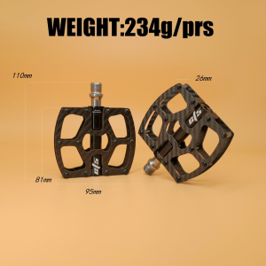 Ultralight Carbon Fiber Mtb Bicycle Pedals Titanium Axle 3 Bearings Pedals MTB Road Hollow Lightweight Bike Flat Pedals 234g
