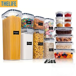 17 Piece Combination Airtight Food Storage Containers with Lids Food Storage Organization and Storage Pasta Flour Sugar