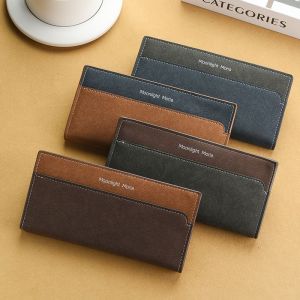 Mens Long Wallet Large Capacity Card Holder 2025 New Multi-Card Slot Zipper Leather Jacket Ultra-Thin Document Bag