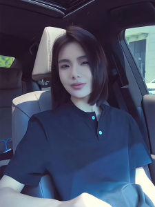 Black Slim Fit Short Sleeve Henry Collar Polo Shirt Mens Summer Heavyweight Cool Feeling Half Sleeve T-Shirt Fashionable American Style