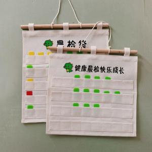 Creative Canvas Morning Check Bag for Kindergarten Water Washable Storage Organizer for Cards And Photos Childrens Wall Mounted