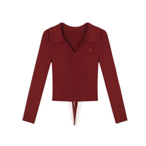 chaqi | New Autumn Early Season Long Sleeve Slim Fit Knitwear Red