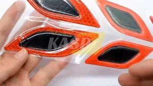6pcs/Set Car Reflective Sticker Security Warning Carbon Fiber Bumper Strips For Truck Jeep Motorcycle Electric Vehicle
