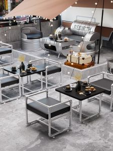 Industrial Style Creative Water Pipe Sofa Bar Counter Milk Tea Shop Studio Popular Tea Table Desk Combination Metal Frame