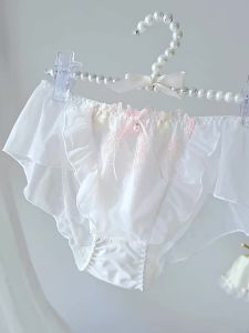Large Ruffle Fairy Style Embroidered Japanese Sweet Low Waist Panties Girl Pure Desire Lace Edge Thin Transparent Triangle Panties New