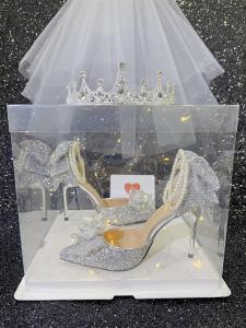 Wedding Shoes Womens High Heels French Style Princess Beautiful Sandals Bridal Evening Gown Two-Way Wear Crystal Shoes