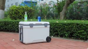 45L Cooler Box with Wheel Roller Portable Outdoor Food Storage Camping Fishing Ice Coolerbox Kotak Ais Batu Memancing
