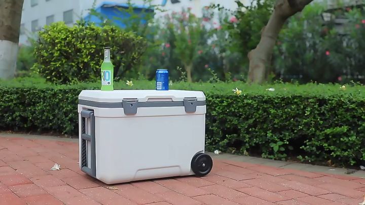 45L Cooler Box with Wheel Roller Portable Outdoor Food Storage