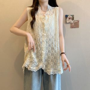 AIYITI | Plus Size Lace Hollow-out Loose Tummy-concealing Tank Top