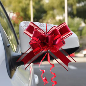 Wedding Car Decorative Ribbon Butterfly Knot Quilt Silk Ribbon Gift Box Car Mirror Decoration Festive Celebration Supplies