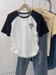 Áo Thun Cotton Tay Ngắn Mùa Hè Cho Nữ Thiết Kế Ôm Vừa Vặn Cổ Tròn in Họa Tiết Hoạt Hình Phong Cách Hàn Quốc Thương Hiệu Jiaozao