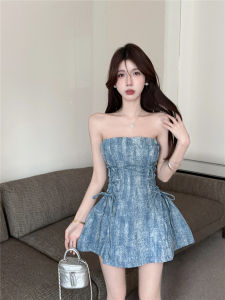 GUZILIAN | Đầm A-line Ngắn Quyến Rũ với Dây buộc ở eo