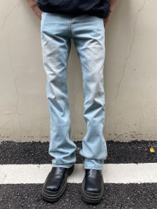 Independent Original Vintage Washed Distressed Slightly Flared High Street 517 Version Ice Blue Jeans Mens Vibe Pants