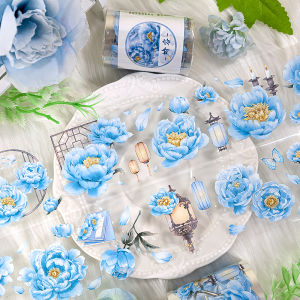 Wubao Cultural Creative Traditional Chinese Style Lotus Decorative Adhesive Tape Sticker Journaling Supplies PET Material