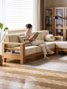 YUANSHI YUANSU | Solid Wood Minimalist Small Spaces New Chinese Style Storage Corner Sofa