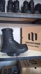 Sepatu PDL Dinas Lapangan Sarang Tawon Hitam Doff Tali Biasa MTG004 Mountang Tactical Gear