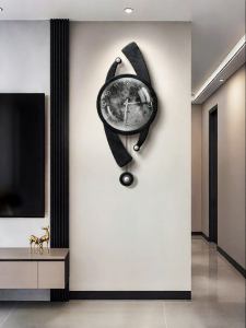 HAOJIUBUJIAN | Luxury Modern Living Room Wall Clock Stereoscopic Moon Grille Creative