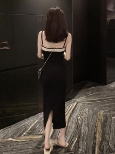 Spicy Sweet Fashionable Slit Design Spaghetti Strap Dress