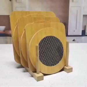 Heat-Resistant Tableware Mat Creative Wooden Round Square Coasters Waterproof Bowl Dish Pot Mats Kitchen Kitchenware