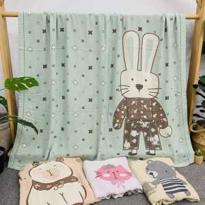 Chăn Lông Cừu Lụa Băng Hai Lớp Bằng Vải Cotton Lanh Tre Mỏng Thoáng Khí Mùa Hè Cho Trẻ Em Chăn Nướng Trưa Chăn Trẻ Em Chăn Trẻ Em