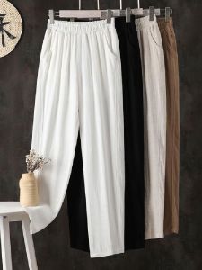 Quần Dài Cotton Lanh Mỏng Mùa Hè Cho Nữ Quần Dài Ống Rộng Quần Dài Thường Ngày Quần Dài Harajuku Quần Dài Bó Chân