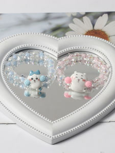 สร้อยข้อมือคริสตัลไชกาวาดีไซน์ดั้งเดิมสำหรับคู่รัก จิ๊บตัวเล็กสีสันสดใส สร้อยข้อมือผู้หญิงสำหรับเพื่อนที่หวานและน่ารัก