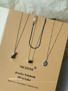 Sunny Zoo Silver Titanium Steel Necklace Combination Simple Versatile Commute Small Metal Irregular Choker Geometric Pattern for Women