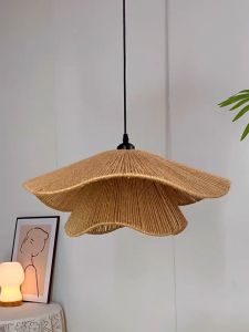 โคมไฟระย้เชือกป่าน ย้อนยุค โคมไฟสาน สไตล์ญี่ปุ่น โคมไฟโต๊ะอาหาร โคมไฟห้องครัว ไฟตกแต่ง บ้านชา/ร้านกาแฟ